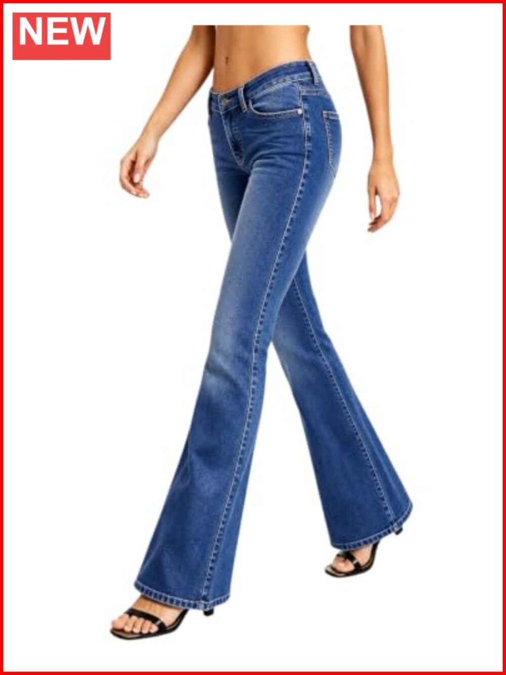 Women's Low Rise Flare Jeans Stretchy Slim Fit Denim Pants